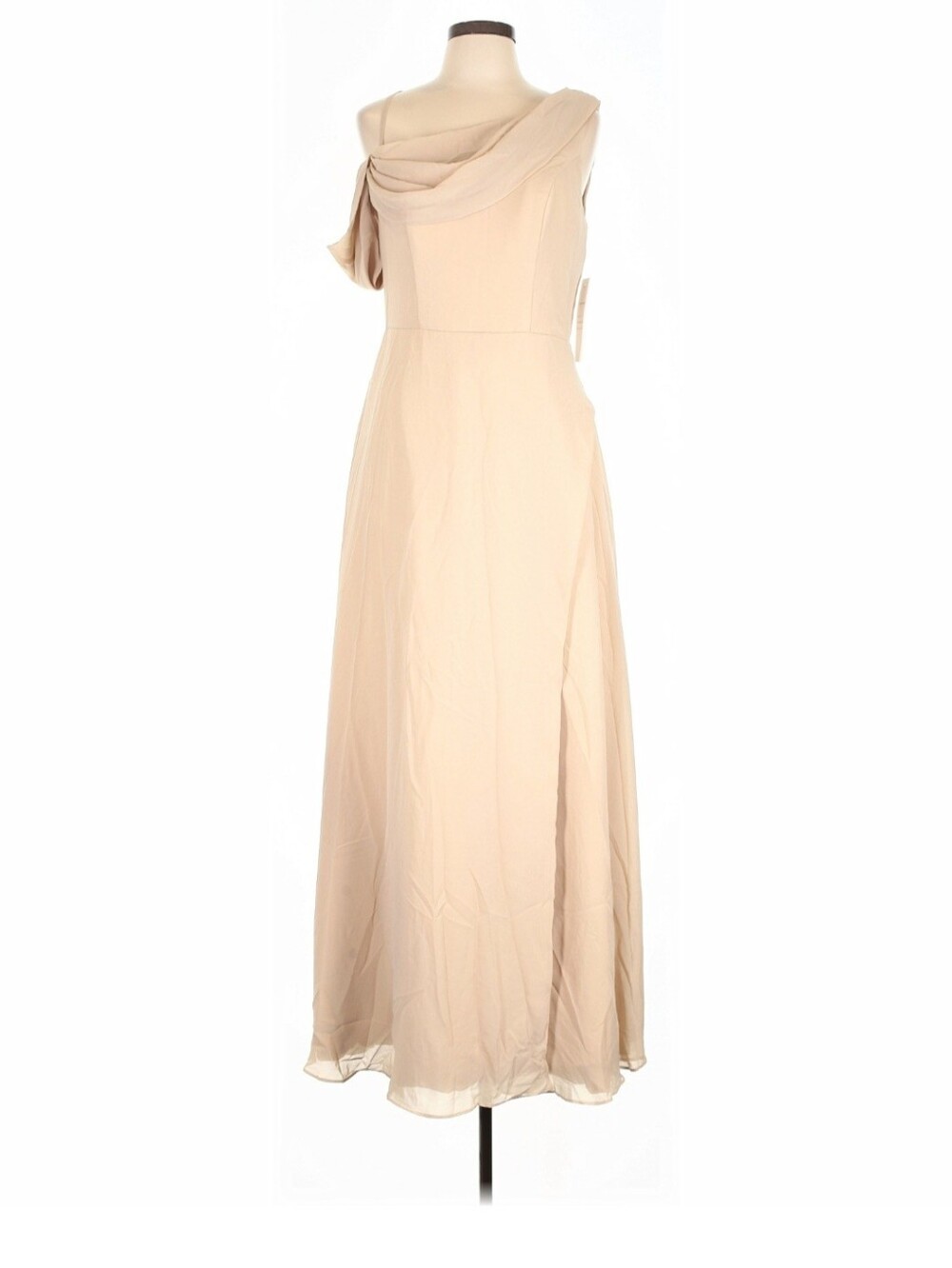 Asymmetrical One-Shoulder Maxi Dress in Cream